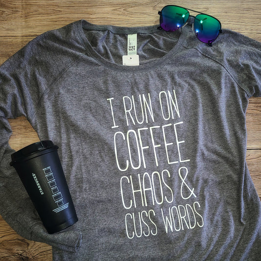 Coffee, Chaos & Cuss Words Ladies Tunic Top