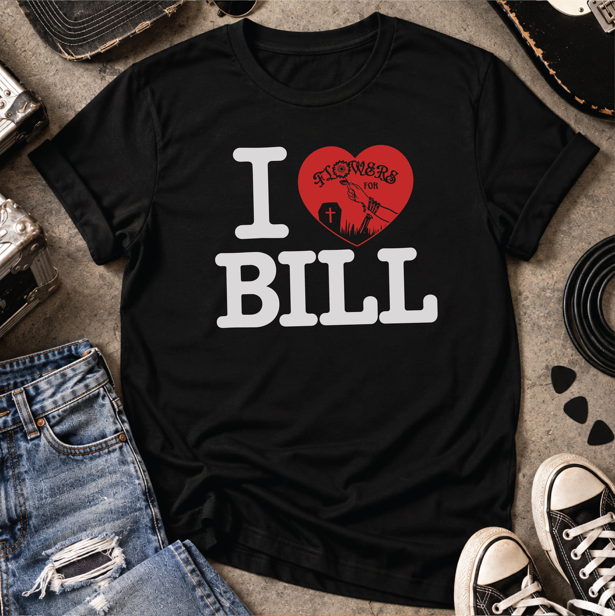 I Heart Flowers for Bill Tee - Available in Black or White