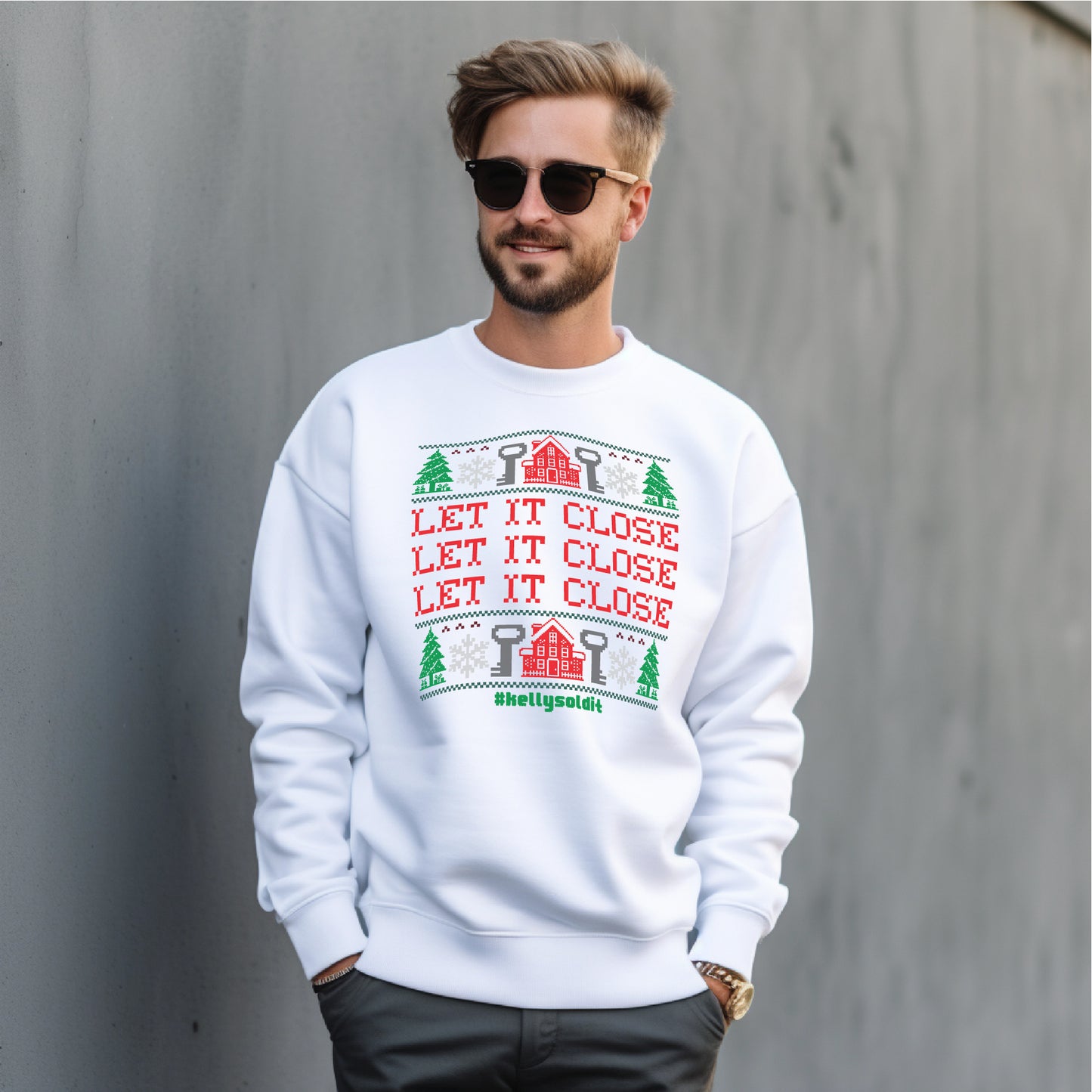 KWA Let It Close Ugly Sweater Crewneck Sweatshirt