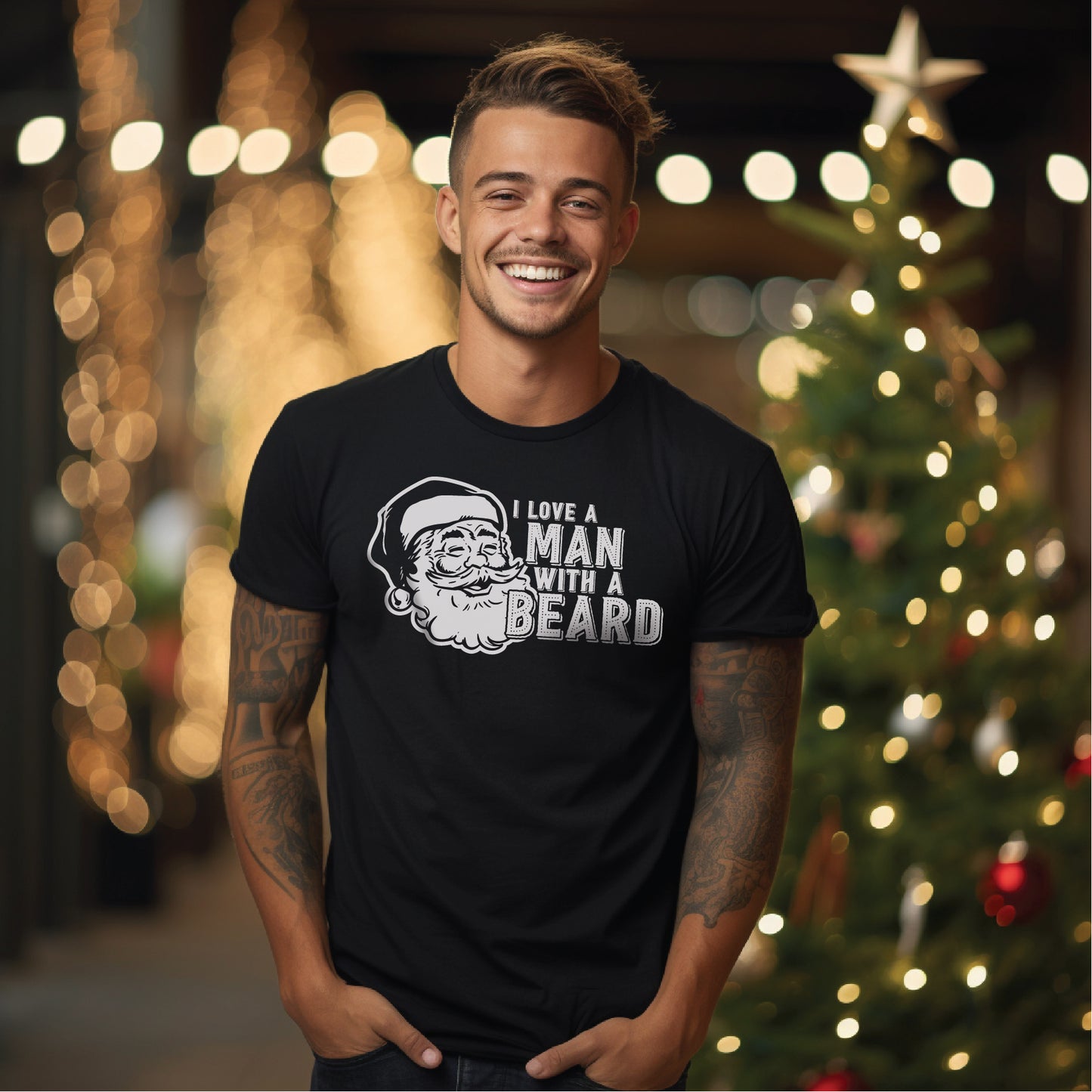 I Love a Man With a Beard Christmas Tee