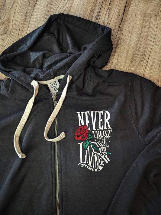 Never Trust The Living Beetlejuice Inspired Zip Hoodie
