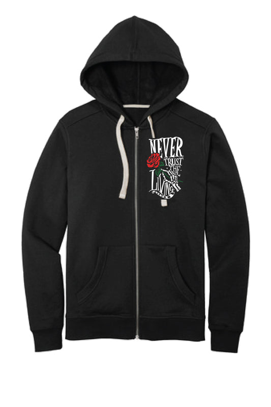 Never Trust The Living Beetlejuice Inspired Zip Hoodie