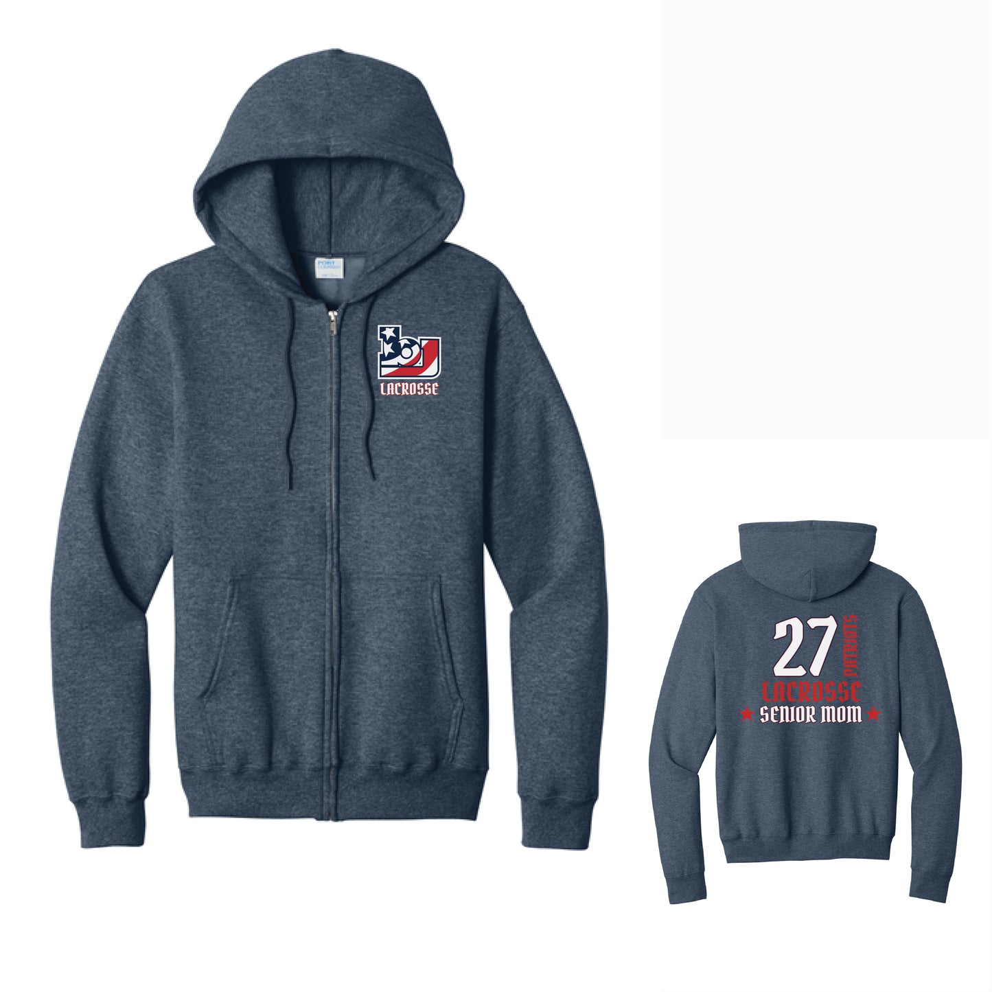 BJ Lacrosse Customized Full Zip Hoodie