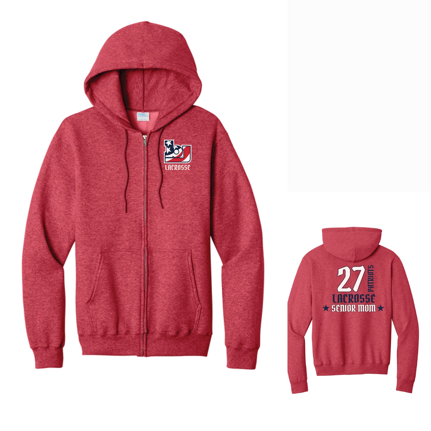 BJ Lacrosse Customized Full Zip Hoodie