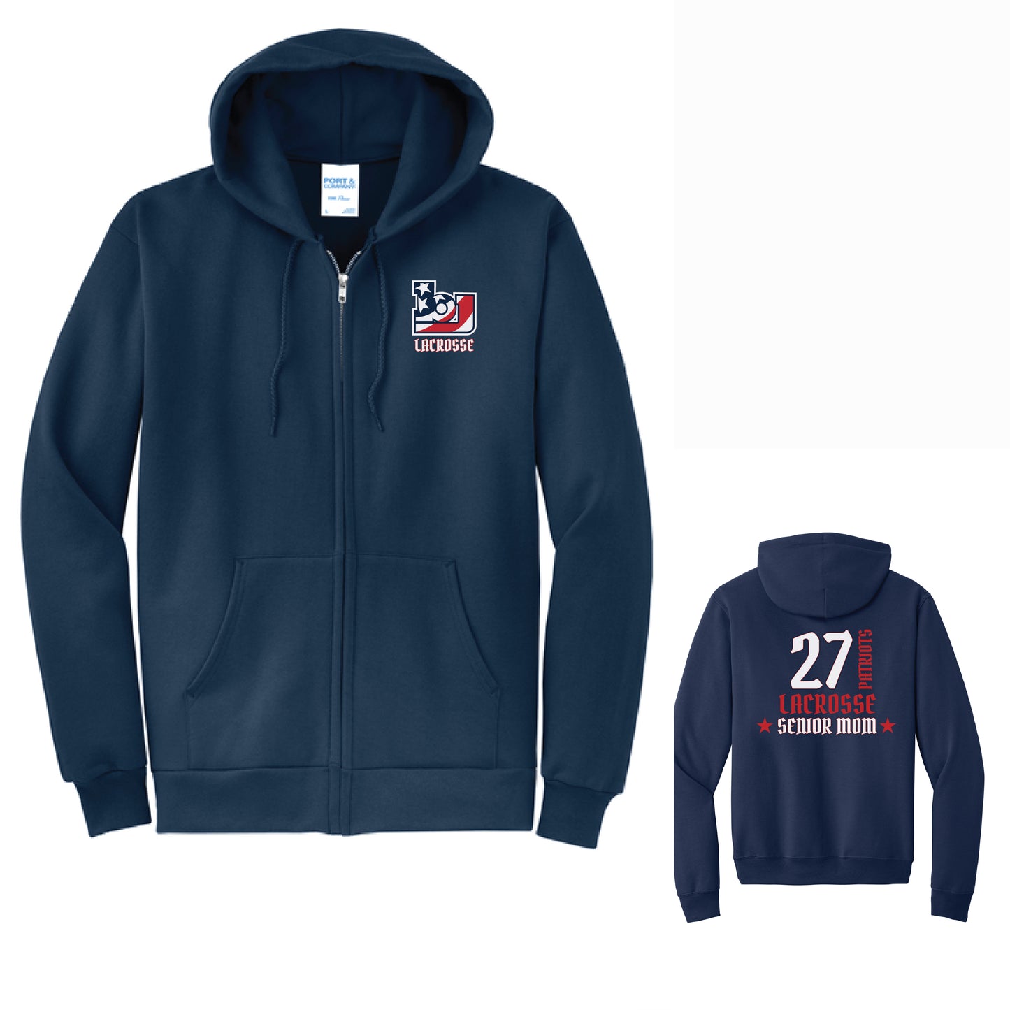 BJ Lacrosse Customized Full Zip Hoodie