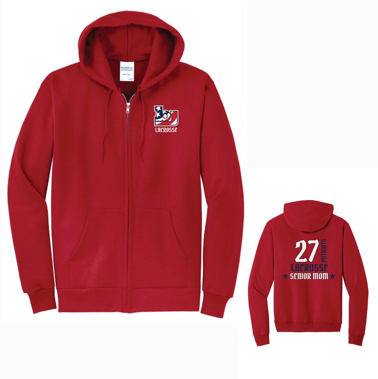 BJ Lacrosse Customized Full Zip Hoodie