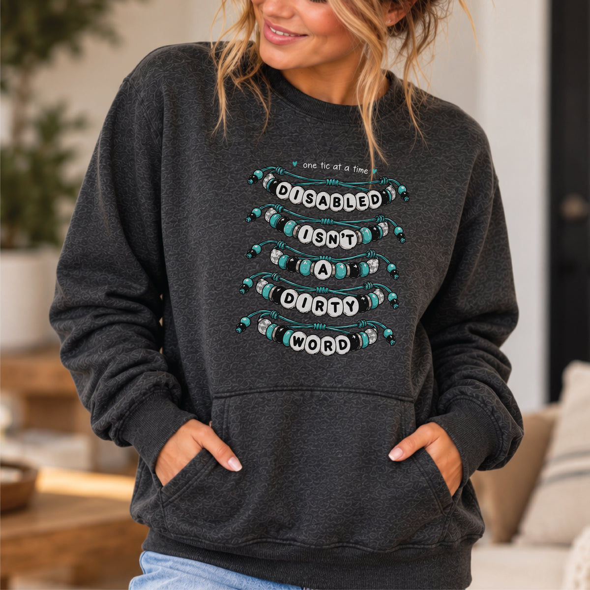 Disabled Isn't A Dirty Word Crewneck Sweatshirt with Pocket
