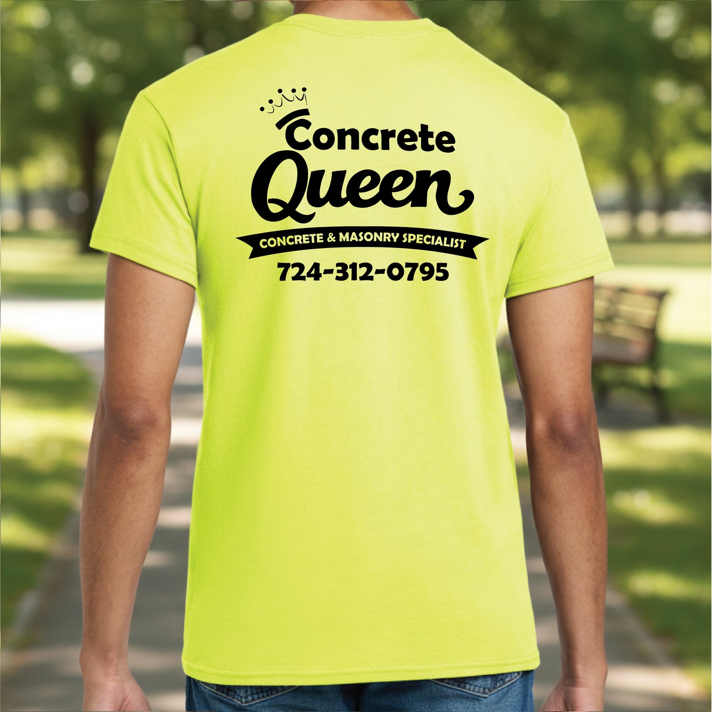 Concrete Queen Safety Green Tee