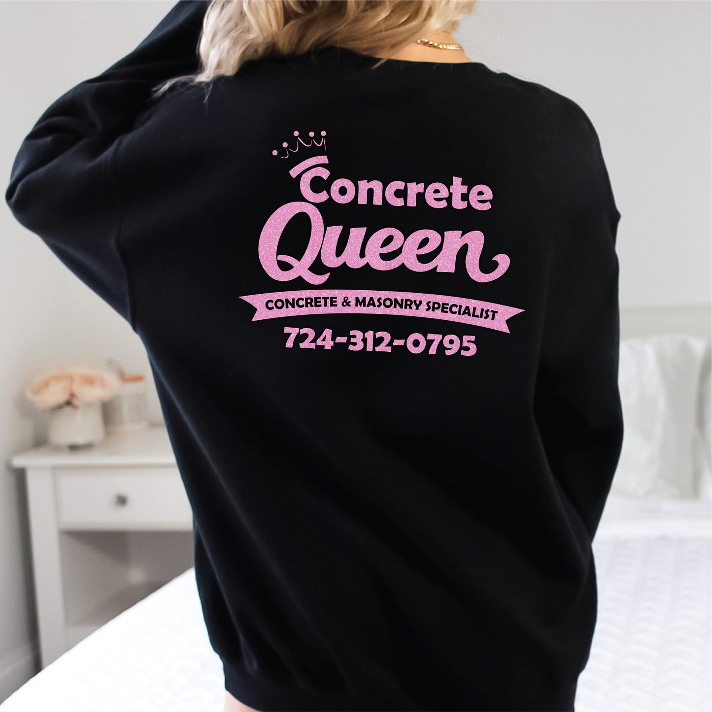 Concrete Queen Glitter Logo Crew