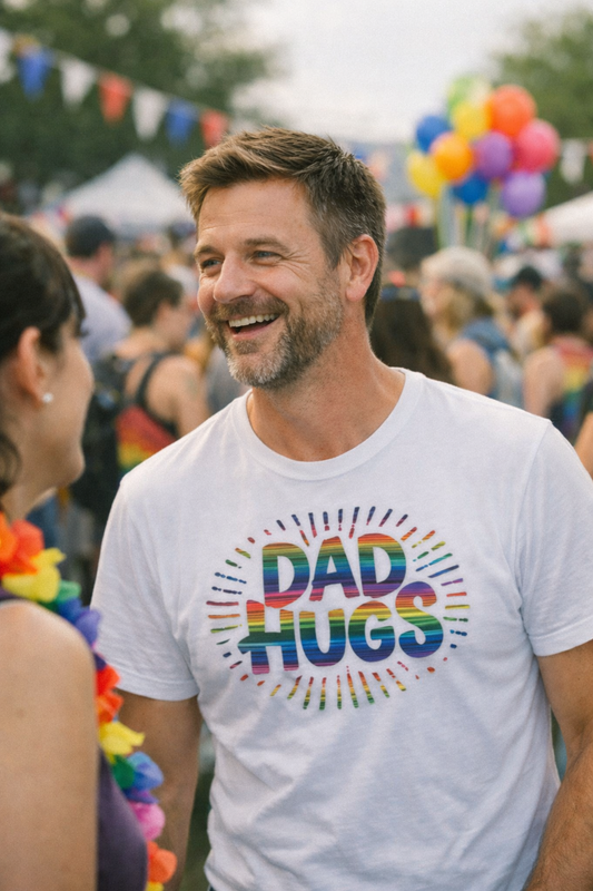 Dad Hugs Rainbow Foil Tee
