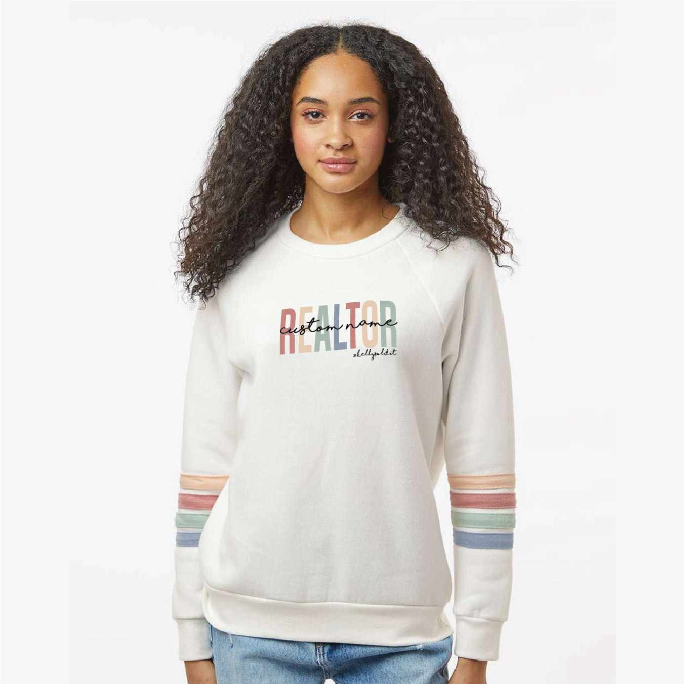 KWA Rainbow Realtor Customized Ladies Crewneck Sweatshirt