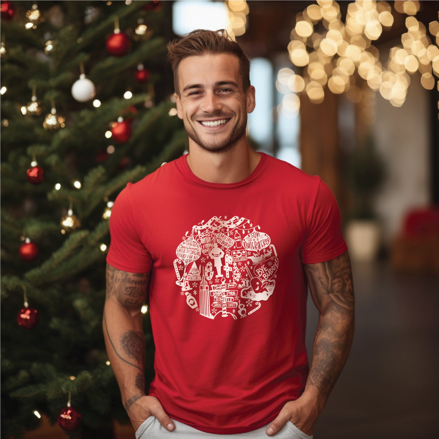 Elf Collage Christmas Tee