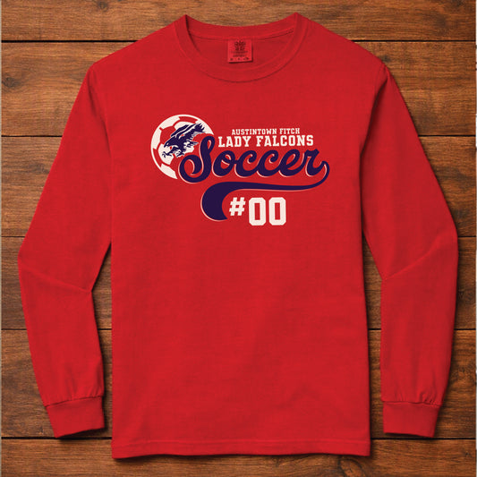 Comfort Colors Red Lady Falcons Player Long Sleeve Tee