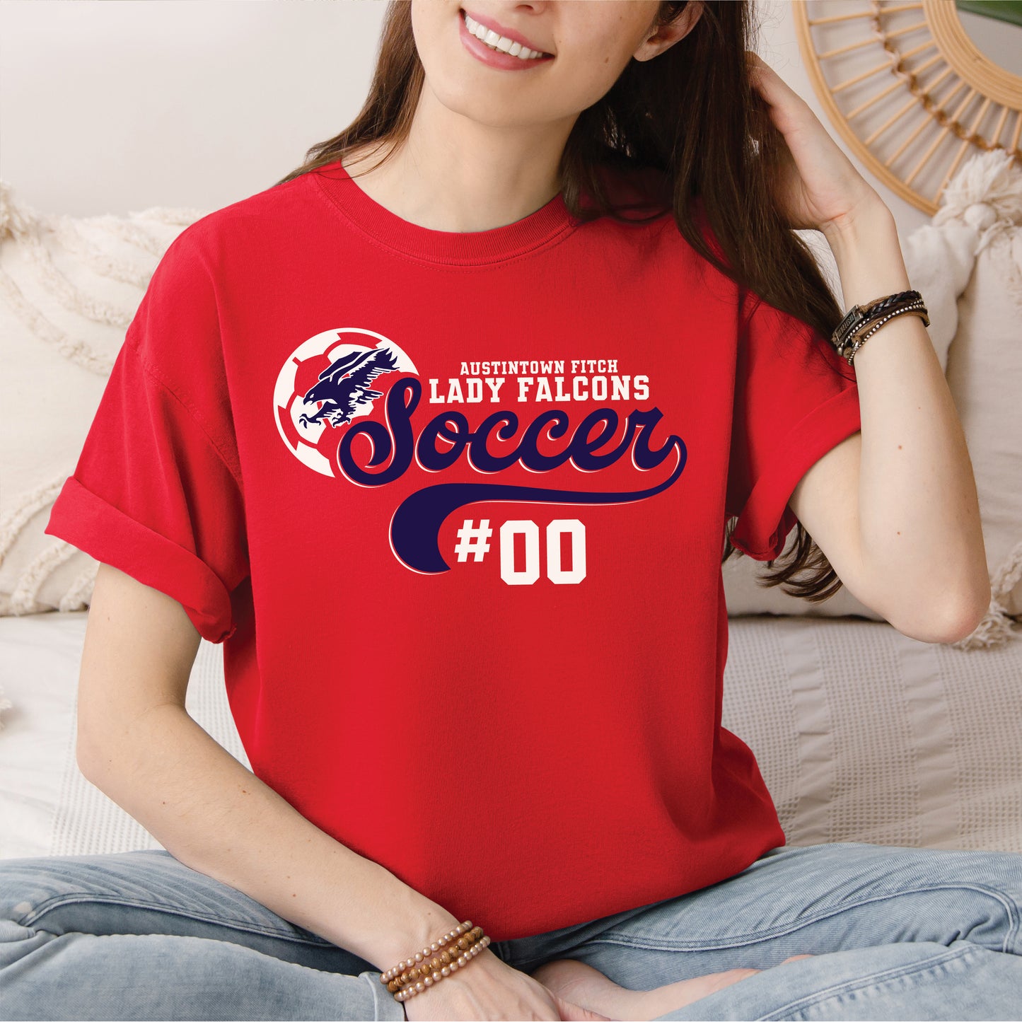 Comfort Colors Red Lady Falcons Player Tee