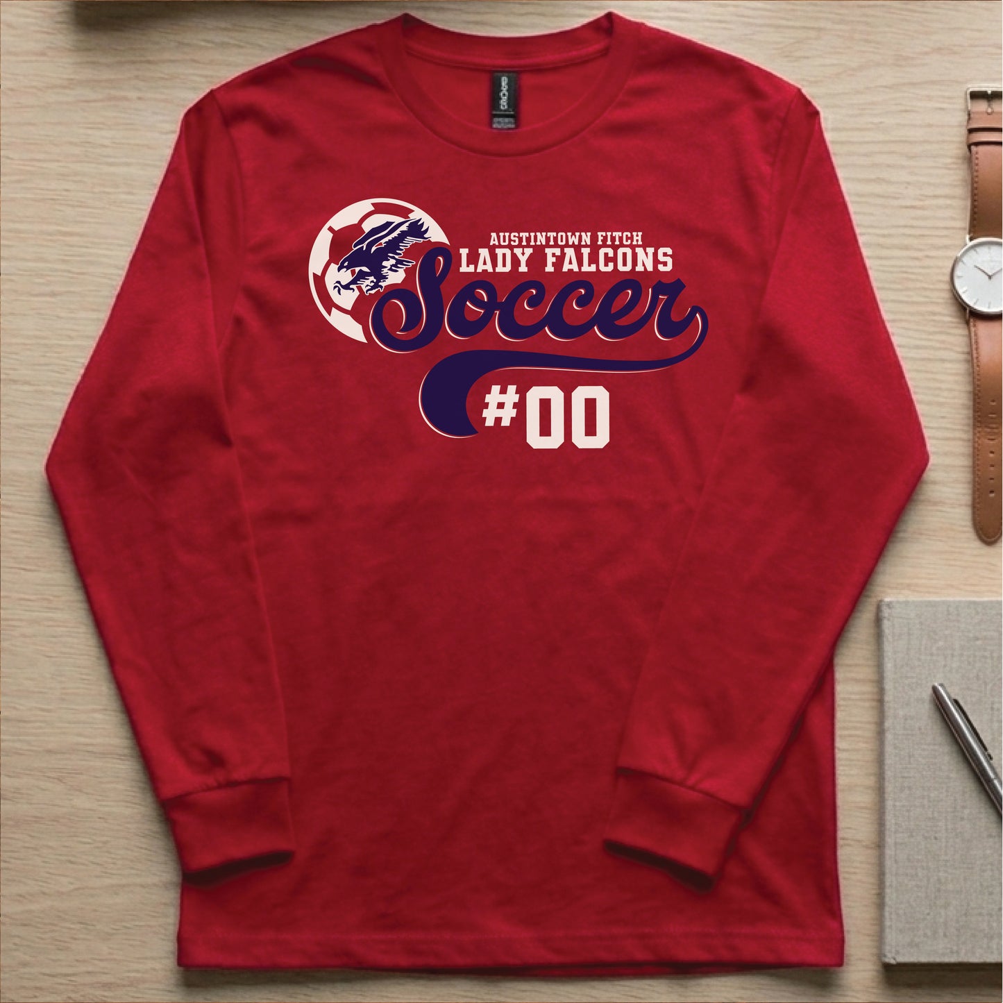 Red Lady Falcons Player Long Sleeve Tee