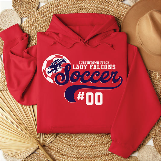 Red Lady Falcons Player Hoodie