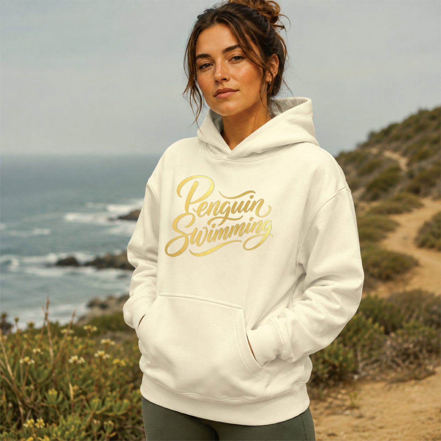 Penguin Script Gold Foil Heavyweight Hoodie