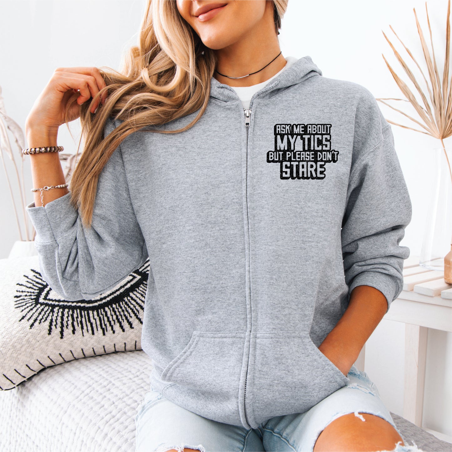 Ask Me About My Tics Travel Zip Hoodie