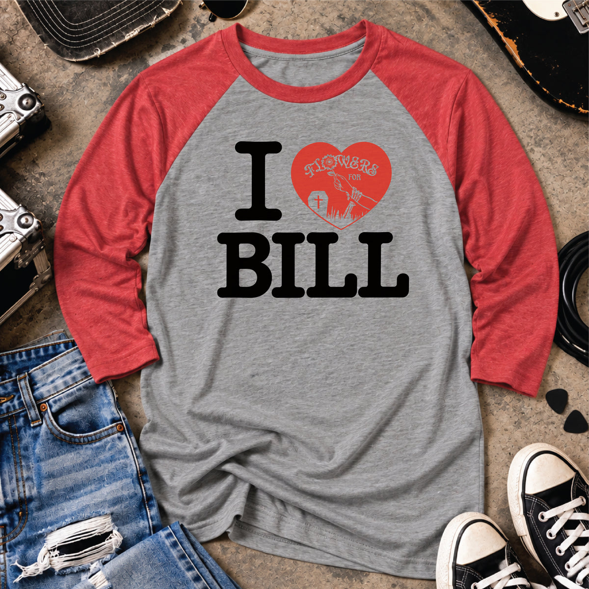 I Heart Flowers for Bill Baseball Tee