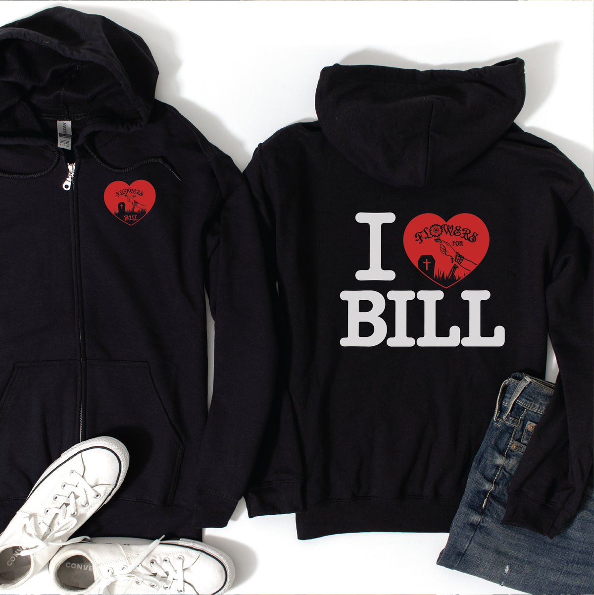 I Heart Flowers for Bill Black Zip Hoodie