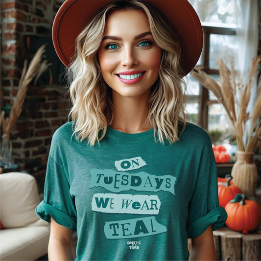 On Tuesdays We Wear Teal Adult Tee