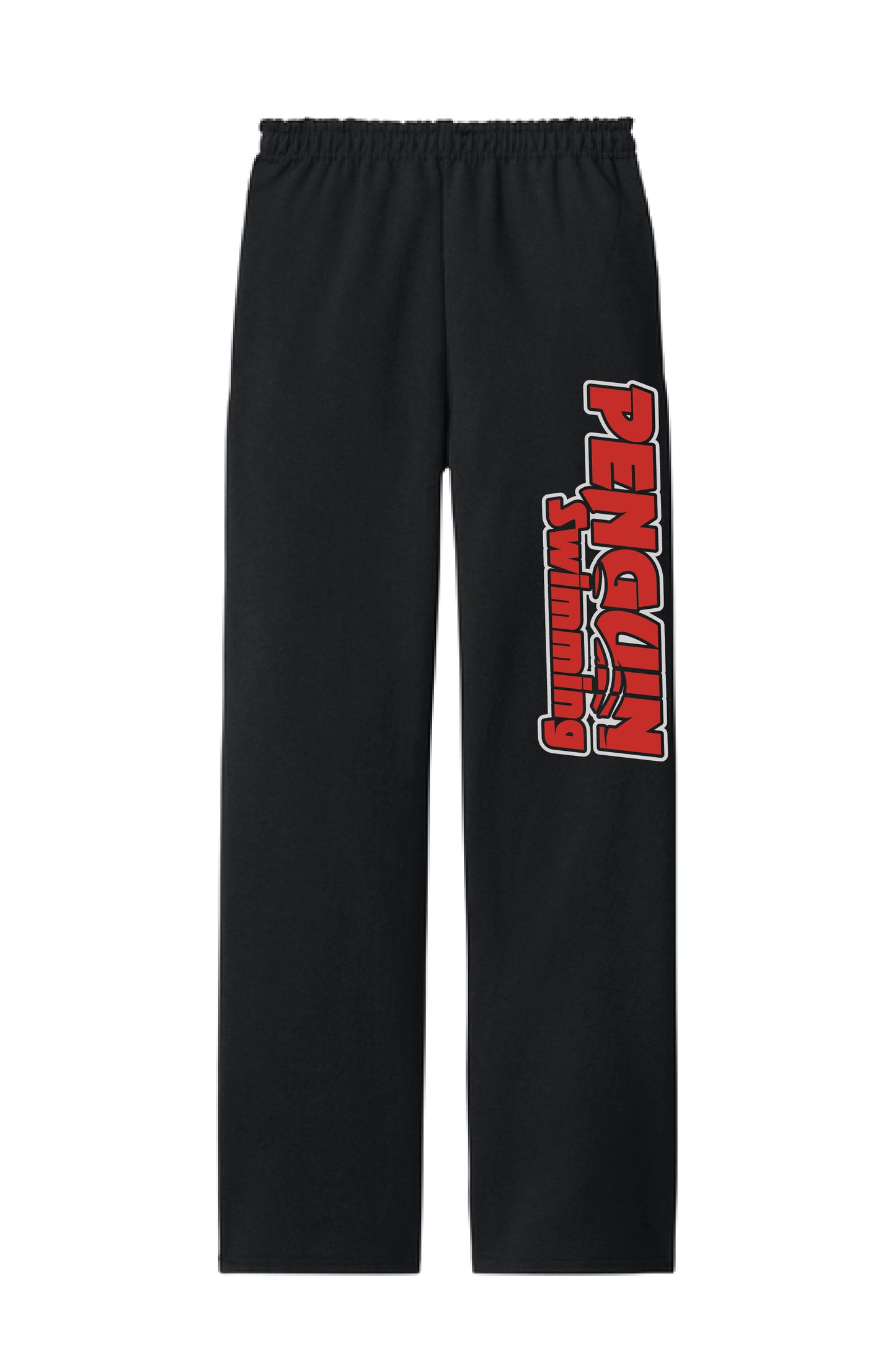 Penguin Swimming Red Logo Open Bottom Sweatpants