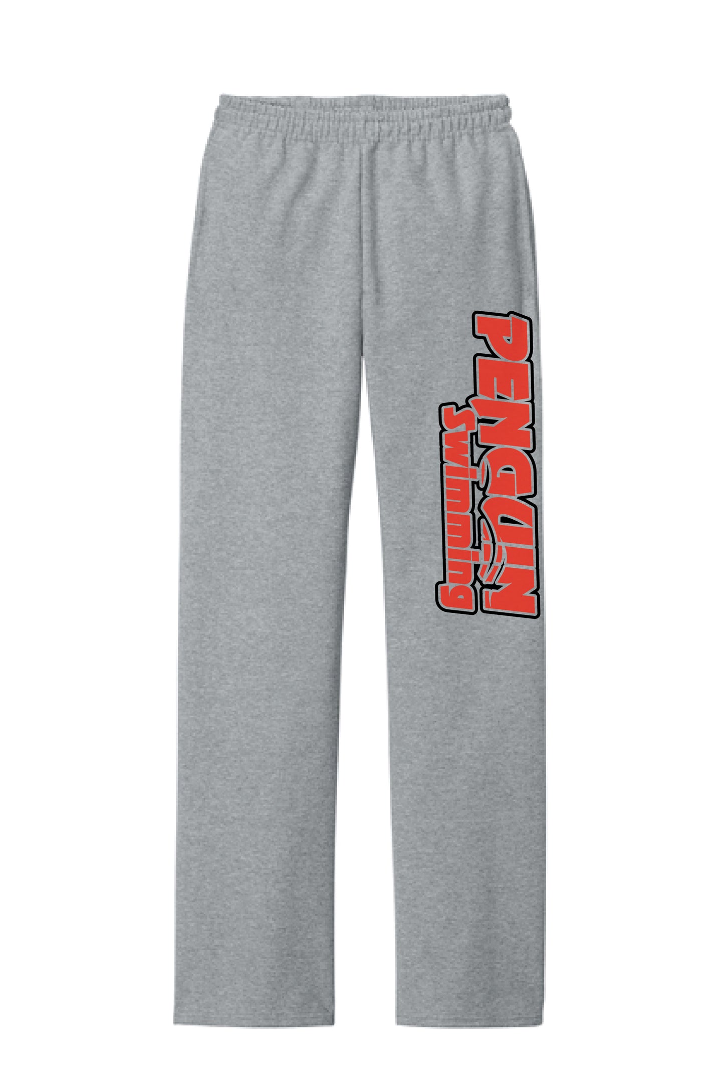 Penguin Swimming Red Logo Open Bottom Sweatpants