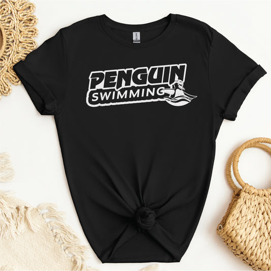 Penguin Swimming Black Logo Tee