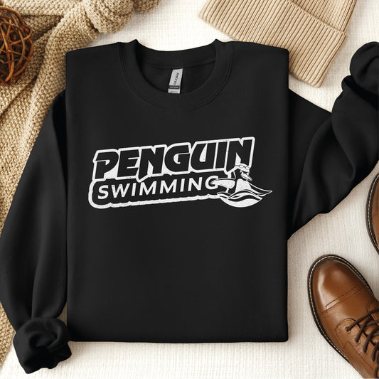 Penguin Swim Black Logo Crew Sweatshirt