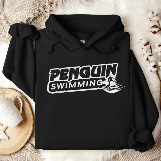 Penguin Swimming Black Logo Hoodie