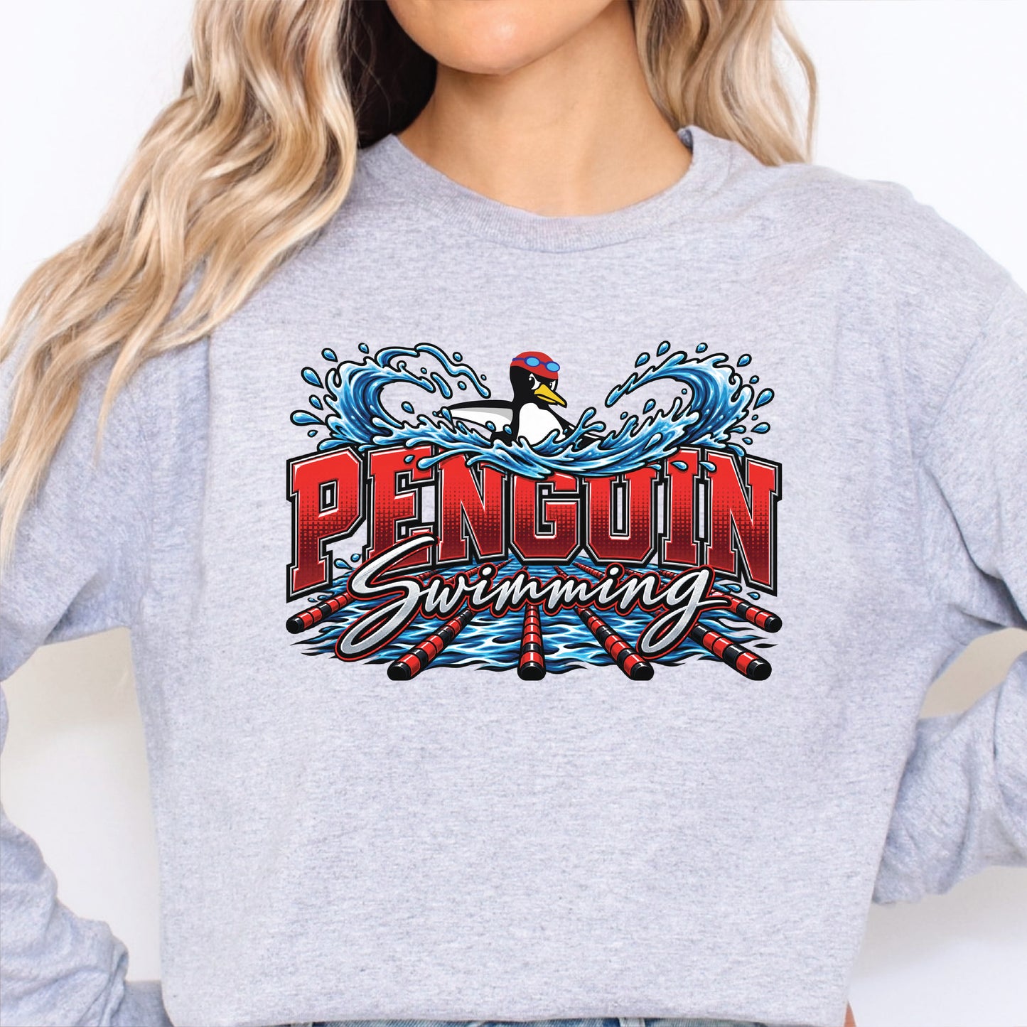 Penguin Swimming 26 Long Sleeve Tee - 3 Colors