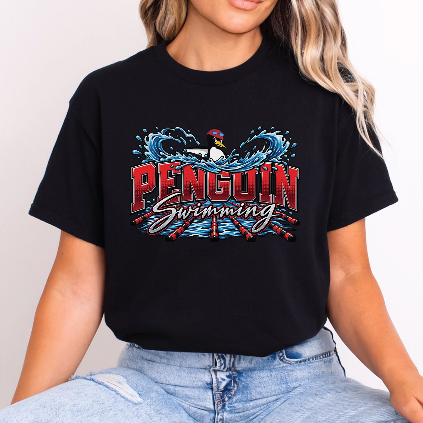 Penguin Swimming 26 Tee - 4 Colors