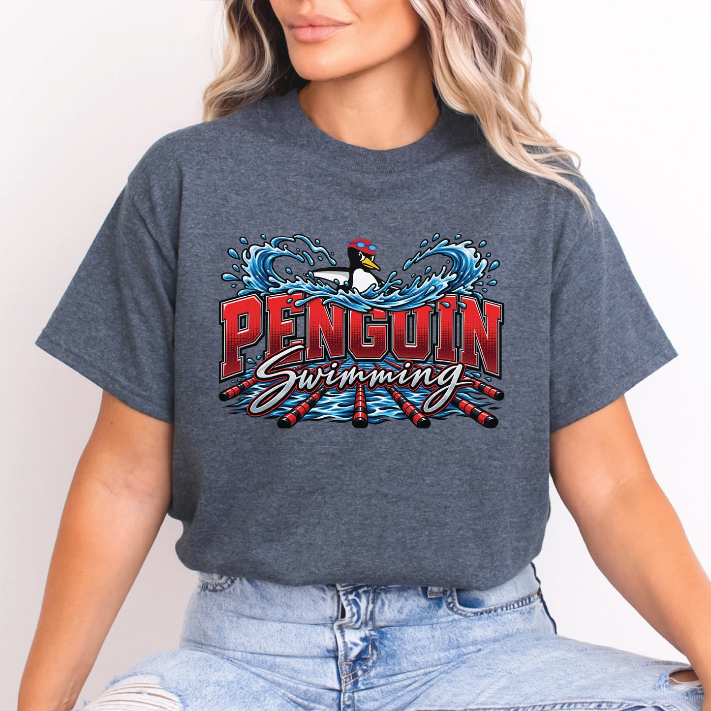 Penguin Swimming 26 Tee - 4 Colors