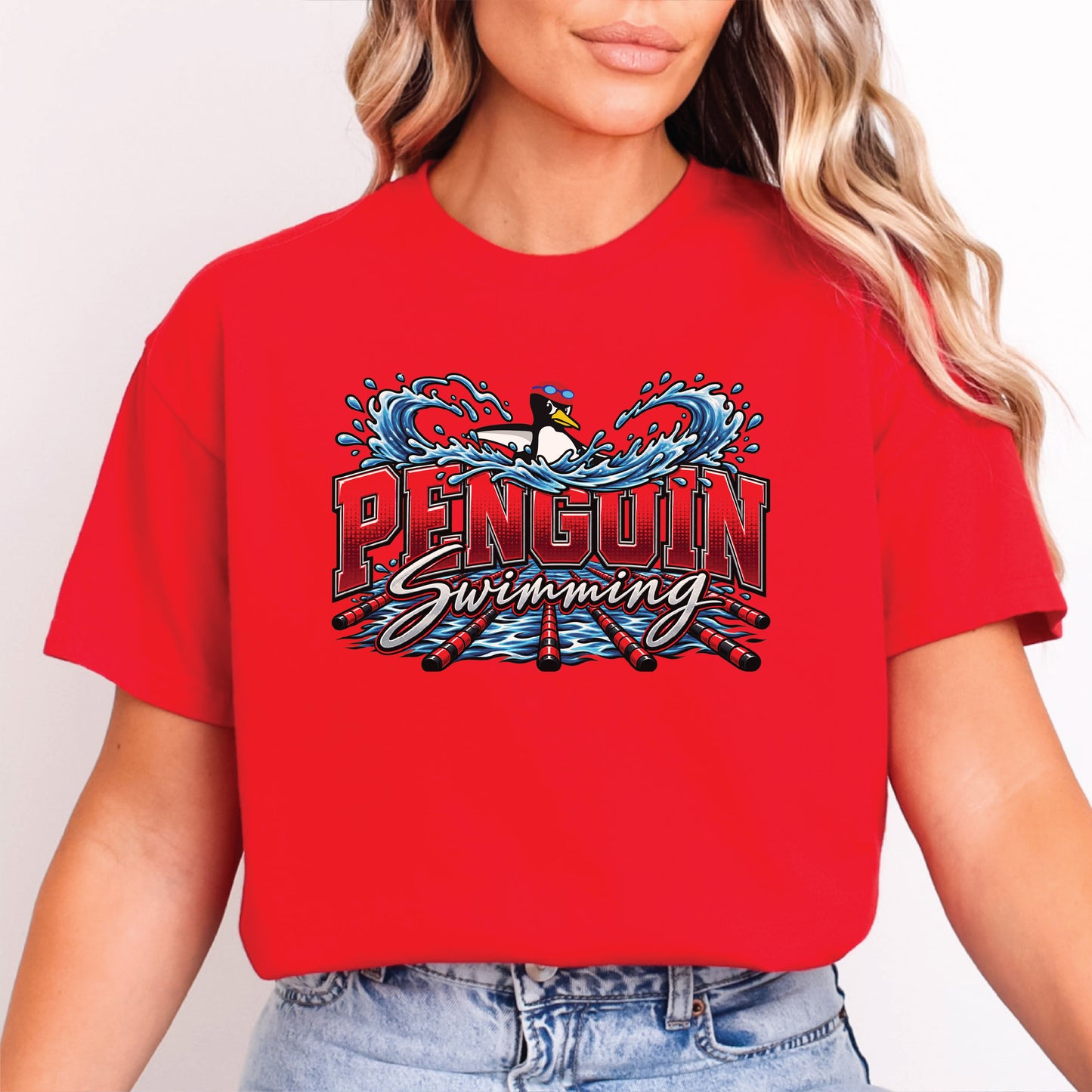 Penguin Swimming 26 Tee - 4 Colors