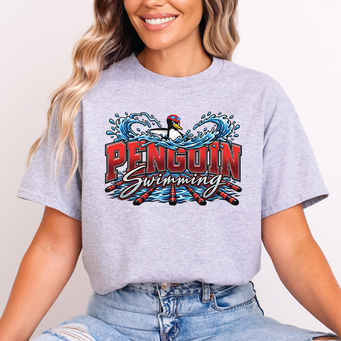 Penguin Swimming 26 Tee - 4 Colors
