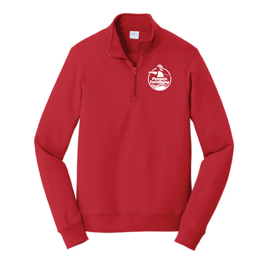 Penguin Swim Red 1/4 Zip Pullover Sweatshirt