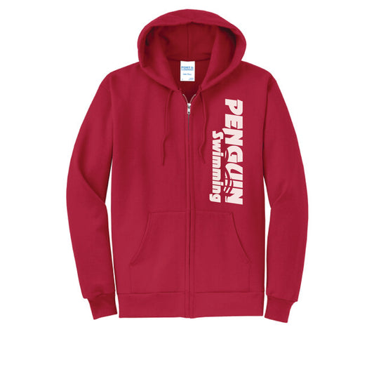 Penguin Swim Red Zip Hoodie