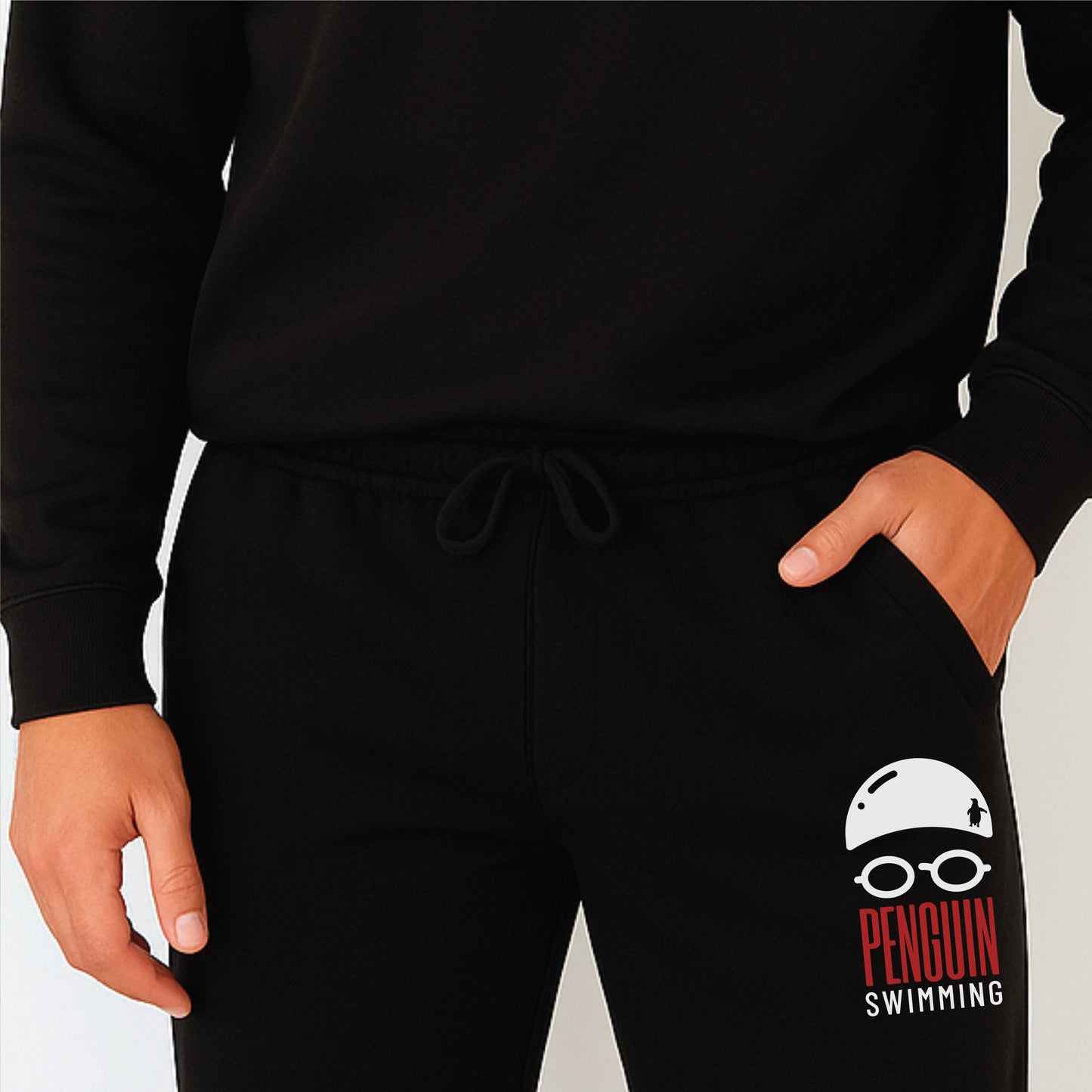 Penguin Swim Cap Logo Classic Elastic Bottom Sweatpants - 2 Colors