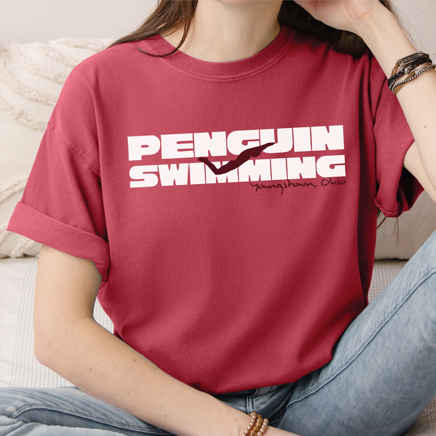 Penguin Swimming Comfort Colors Tee