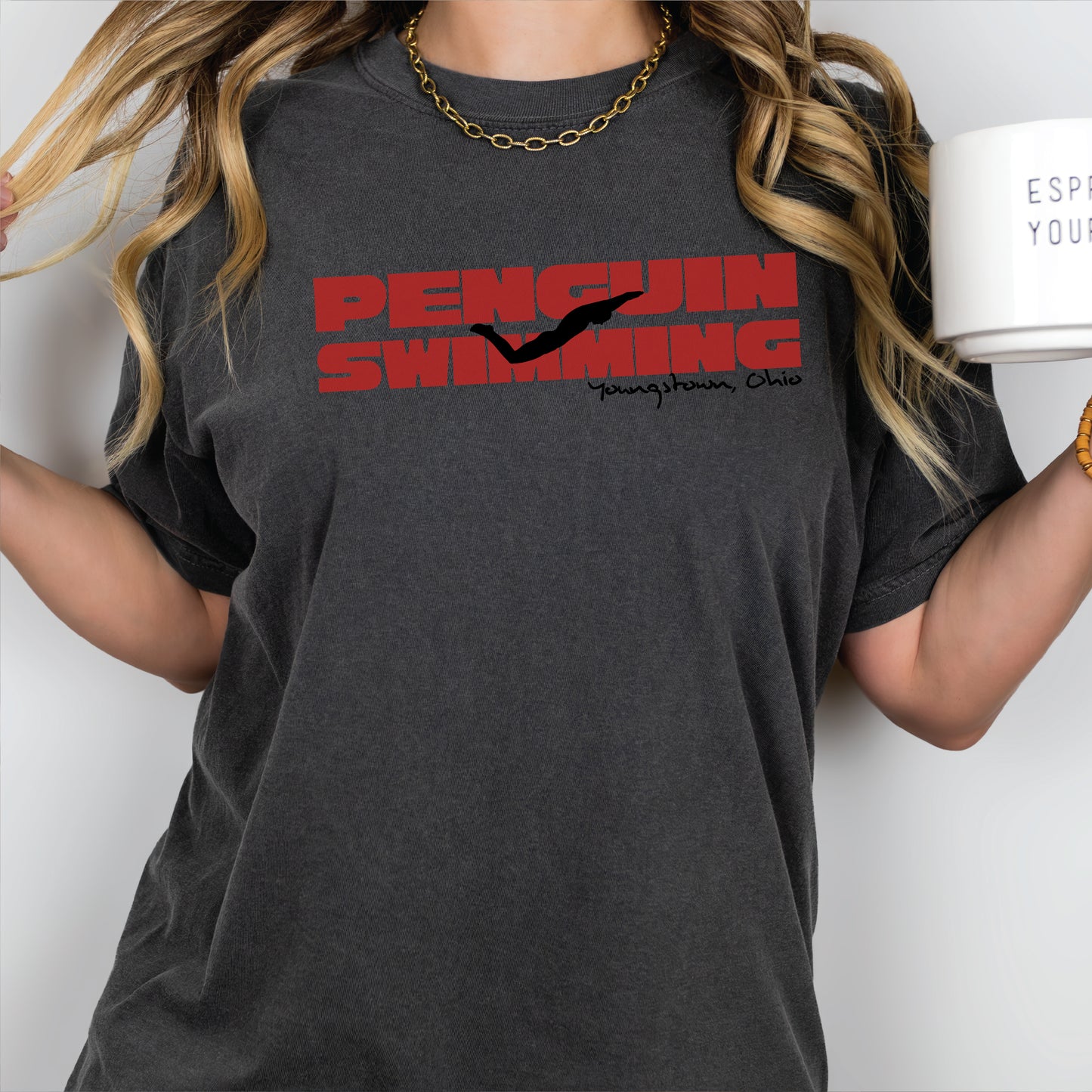Penguin Swimming Comfort Colors Tee
