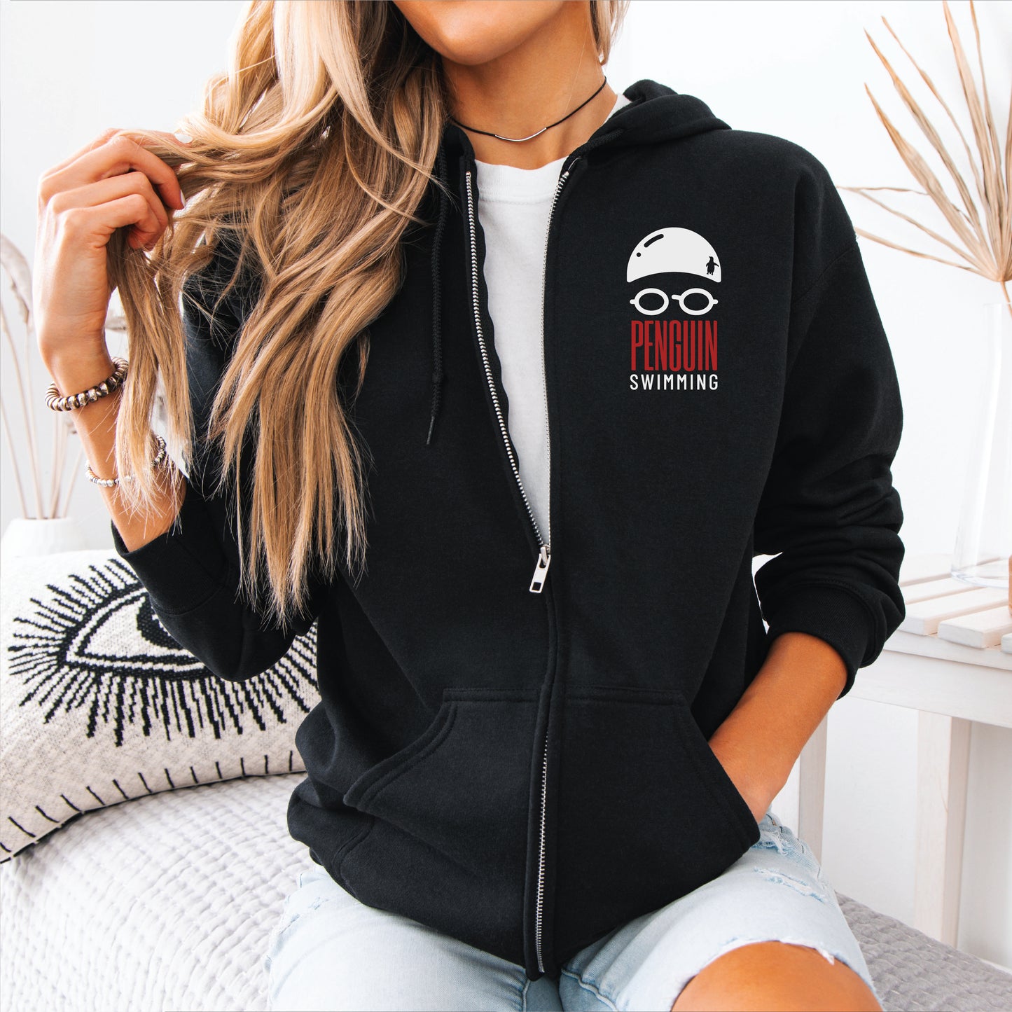 Penguin Swim Cap Zip Hoodie - 3 Colors