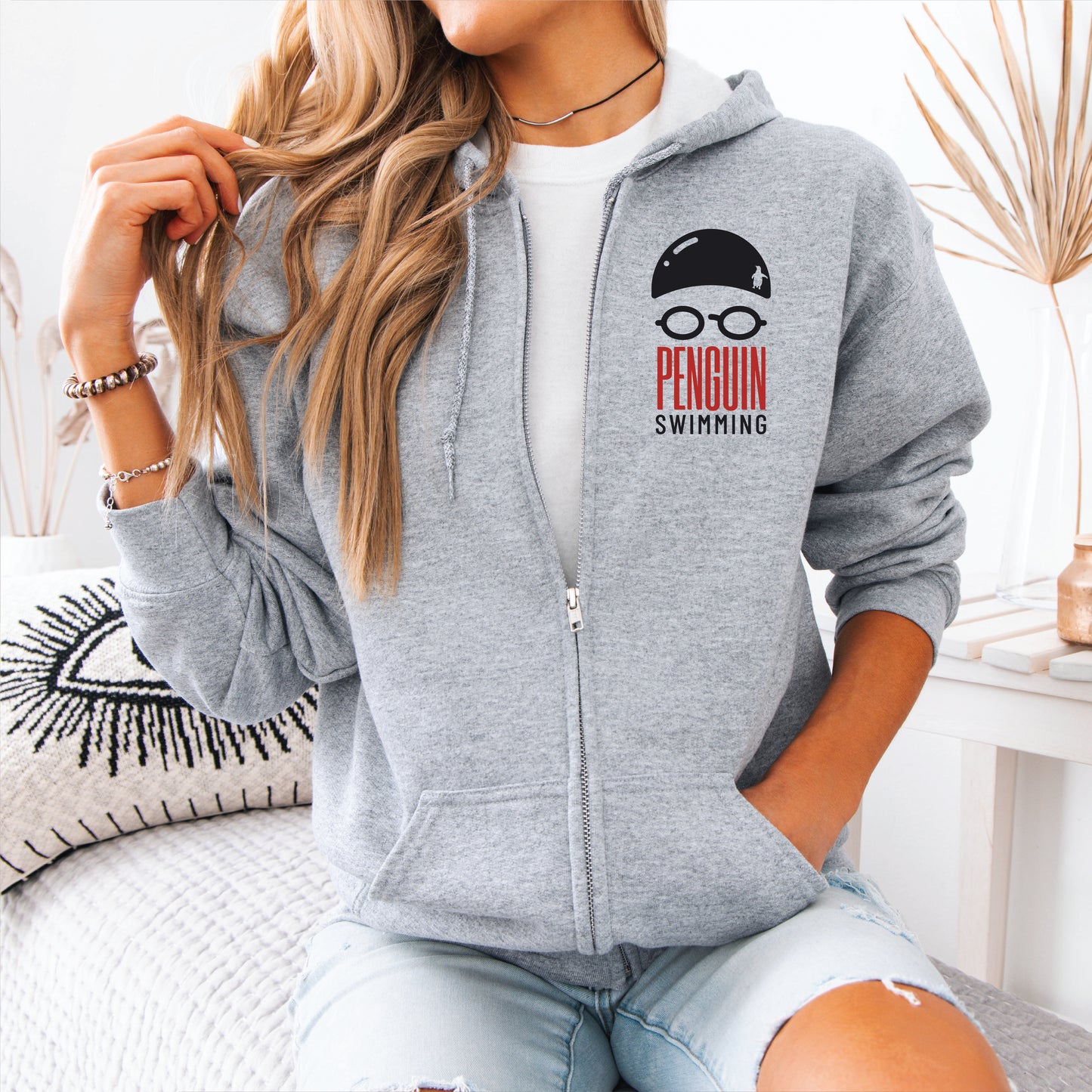 Penguin Swim Cap Zip Hoodie - 3 Colors