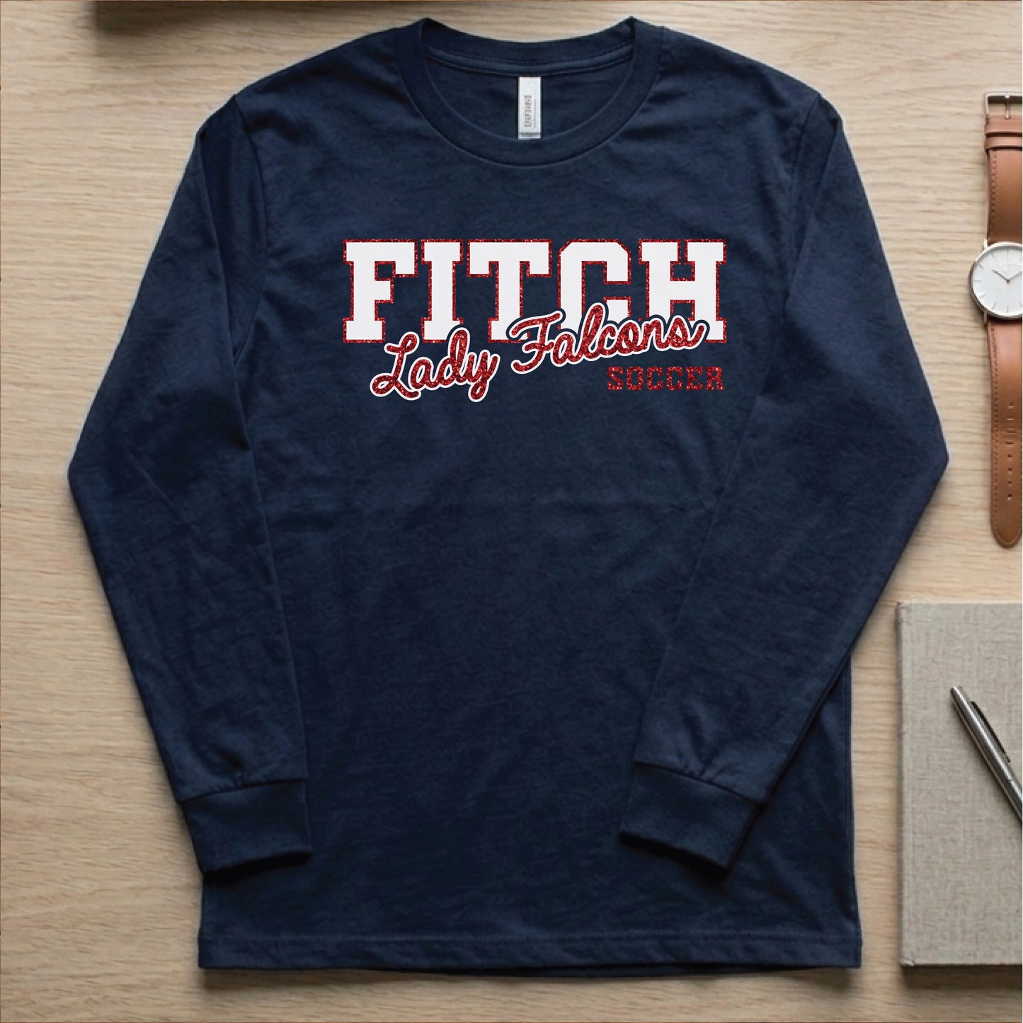 Glitter Lady Falcons Script Long Sleeve Tee