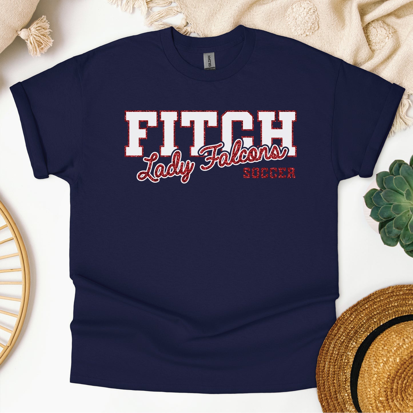 Glitter Lady Falcons Script Tee