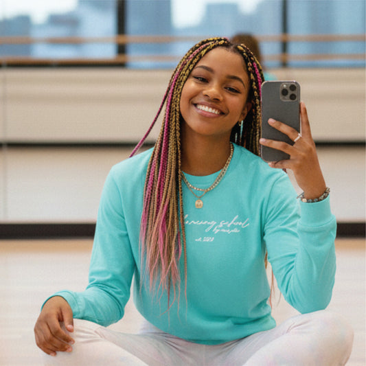 The Dancing School Script Logo Long Sleeve Tee