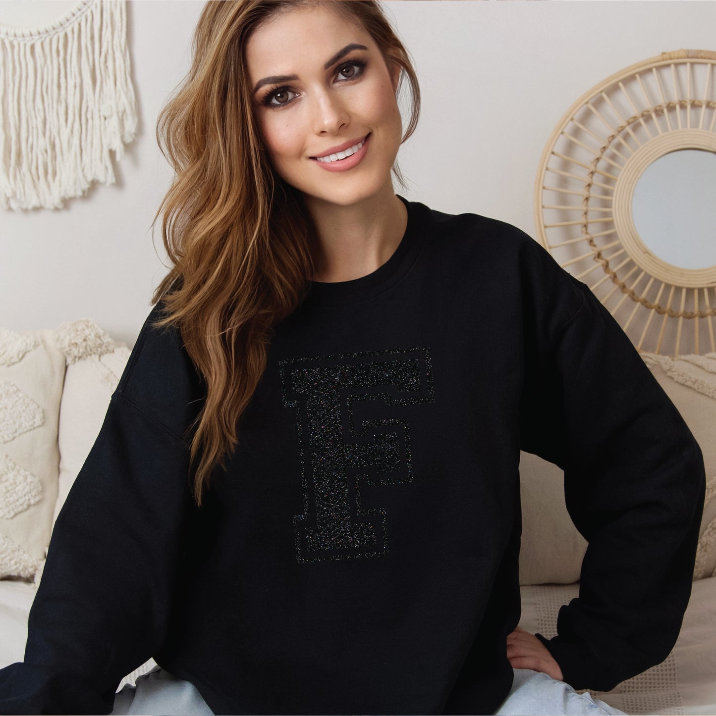 Fitch Black Glitter F Logo - Tee, Crew, & Hoodie Options