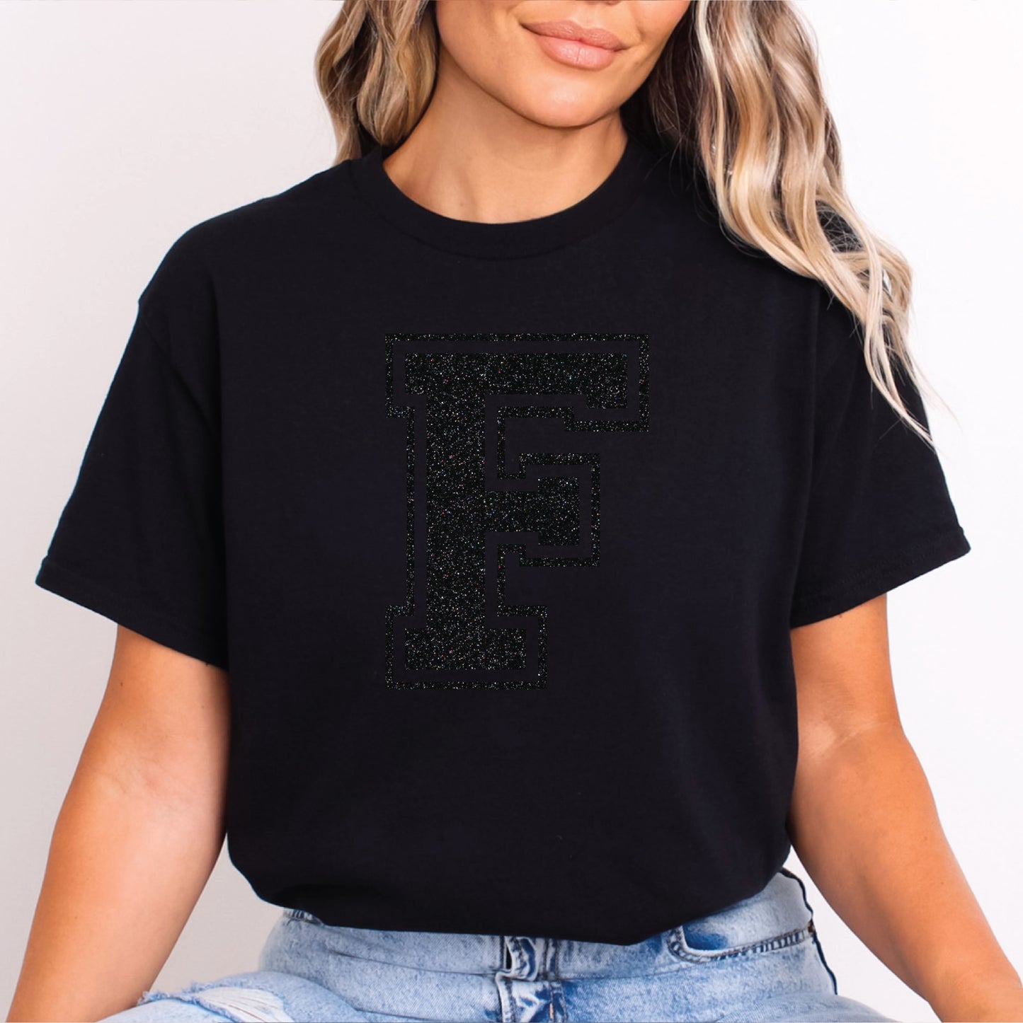 Fitch Black Glitter F Logo - Tee, Crew, & Hoodie Options