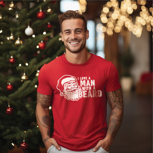 I Love a Man With a Beard Christmas Tee
