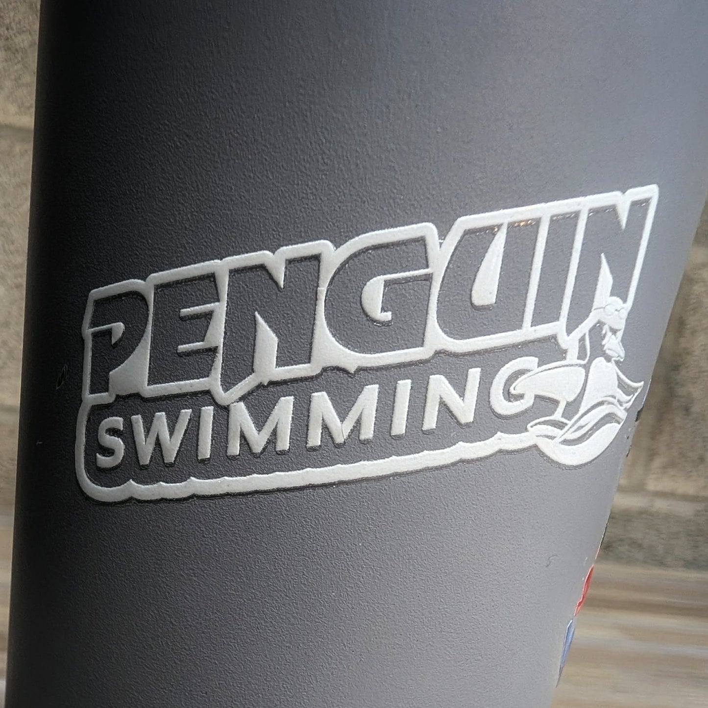 Penguin Swimming White Logo UV Sticker